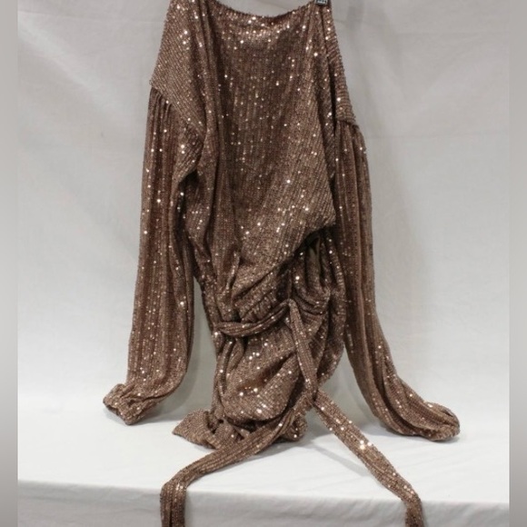 Fashion Nova Bronze Sequin Romper - Picture 5 of 6